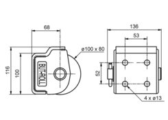 Buffer with rollers 1 cylinder 136x116 m