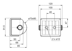 Odbojnik rolkowy, 1 rolka 120x92mm
