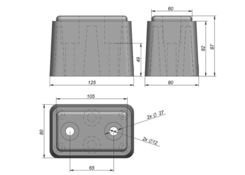 Odbojnik prostokątny 125x80x87mm