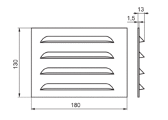 Ventilation grill130x180x1,5mm, aluminium