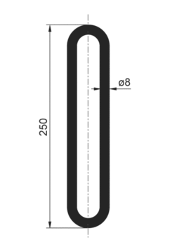 Tensioning rubber device I shape 250mm