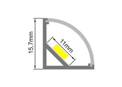 AL profile for LED strip w cover, corner