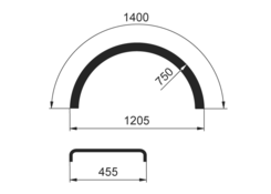 Błotnik HD-V 455x1400 R750