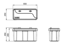 Kiste 550x250x294 f. Anhänger 2 Schlößer