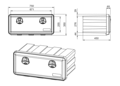 Box J 750x350x450mm no holders