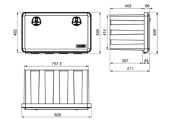 Kiste J 826x5000x470mm ohne Halter