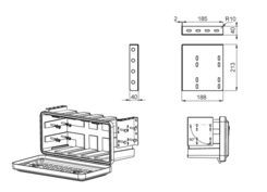 Box holder J500/600/750mm horizontal