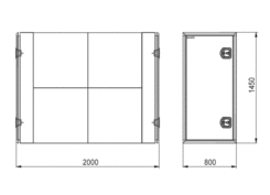 Retrobox s dveřmi 800x1450x2000mm, AL