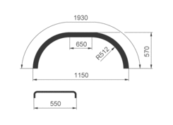 Mudguard FT 550x1930mm PP