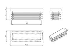 Záslepka profilu 100x25mm, černá plast