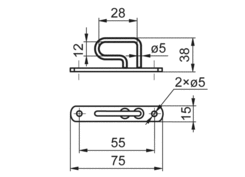 Tarpaulin shackle, swing-down, 55x30 mm