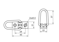 Tarpaulin shackle 22x37mm, CP