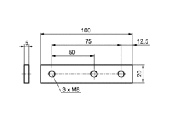 Threaded plate, 100/50-75 mm, zinc