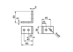 Eckhalter Stirnwandstützen für 70mm