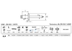 Rivet 6,4x12mm St/St ISO14589