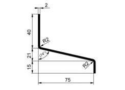 Regenleiste für Klappe Z 2500mm, 105°