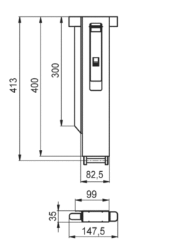 Alugrip pillar 300mm back L, anodized