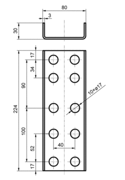 Front pillar reinforcement 80x30x224