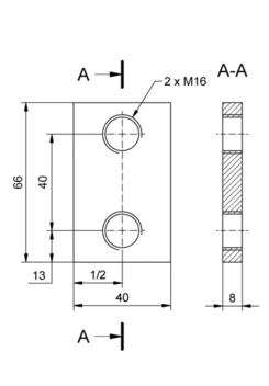 Płytka gwintowana 66x40-2xM16/40