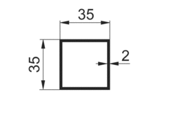 Quadratrohr 35x35x2mm, elox