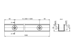 rear flange 1300 mm for rivet, anodised