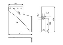 Reinforcement P for rear rung 80x35 FIX