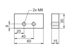 Threaded plate M8 30x15x60/20 CS FIX