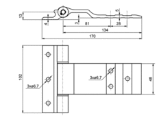 Zawias AL 180° anoda 170x48mm