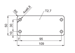 Plättchen für Plannenrohr 109x50mm CSMAX