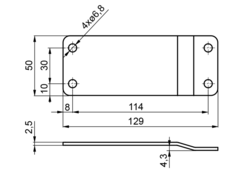 Doštička plachtovej trubky 129x50mm