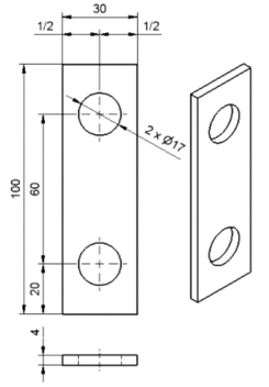 Screw plate 100x30/60 mm