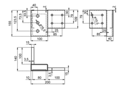 Corner joint, FL RR 100x40mm RAL7040