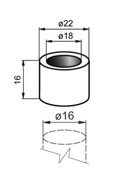 Distanzrohr o16x16mm, Niro