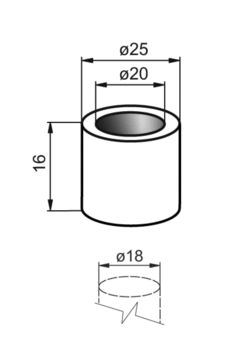 Distanzrohr o18x16mm, Niro