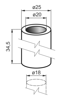 Spacing tube 18x34,5mm stainless