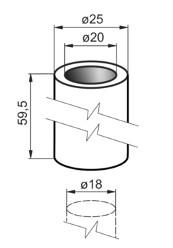 Spacing tube 18x59,5mm stainless