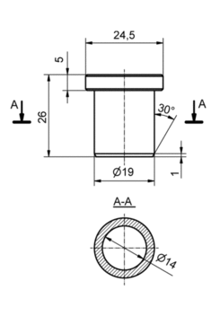 Pouzdro pantu o14mm mezikus