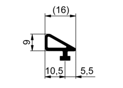 Těsnění pantové 9x16 vrata 4kř ALU EPDM