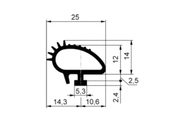 Perimeter seal for ALU door, 14x25, EPDM