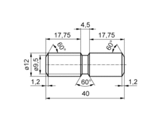 Bolzen 12x40mm mit Rille