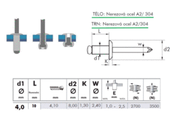 Blindniet 4x10 Niro/Niro