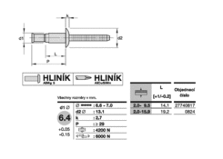 Nýt trh. 6.5x20 MONOBOLT Al/Al