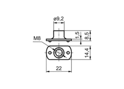 Weld nut M8, whit flange, inox