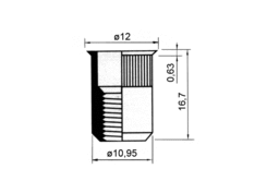 Rivet nut M8x15,5, S31/SX, inox