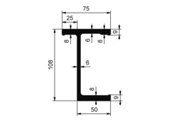 Frame profile T 108mm al