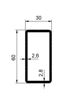 Profil 60x30x2,6 mit Rille