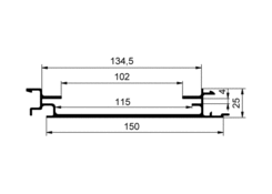 Middle profile for combi profile 150mm