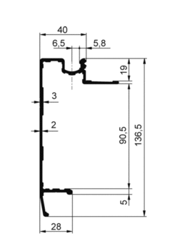 Frame profile 90mm with groove