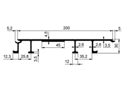 Floorprofile 200x30mm reinfor Aluminium