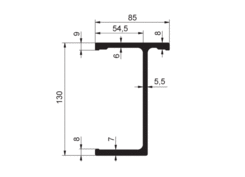 Frame profile T 130mm al